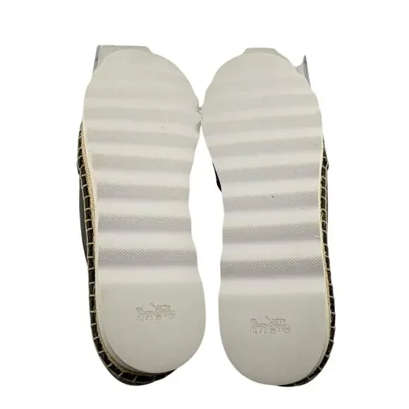 Coach Women Rye Nappa Leather Espadrille Flat Shoes Midnight Navy Sz 5.5 NEW‎ - Picture 9 of 11